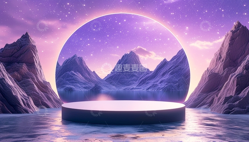 高清大图下载【趣麦麦图】紫色梦幻展台背景2