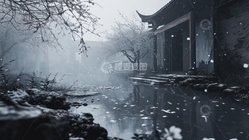 高清大图下载【趣麦麦图】秋季夜色森林自然场景AI插画壁纸背景图片