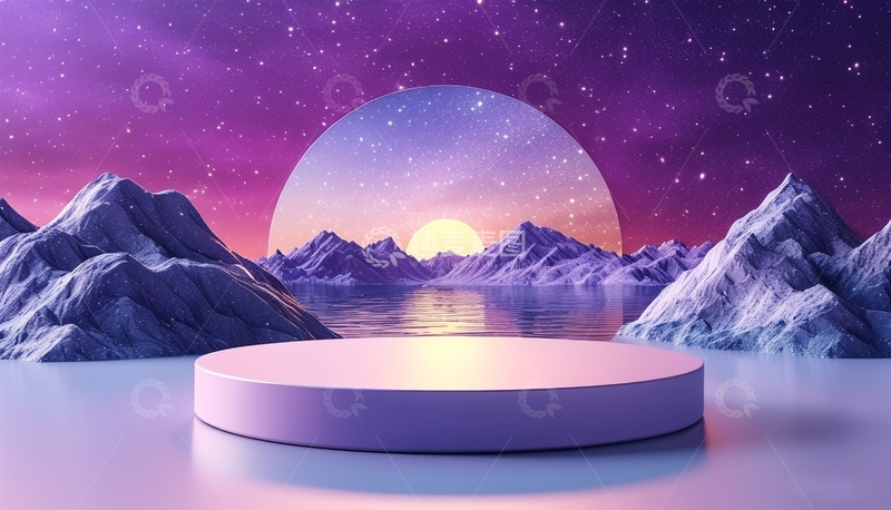 高清大图下载【趣麦麦图】紫色梦幻展台背景5