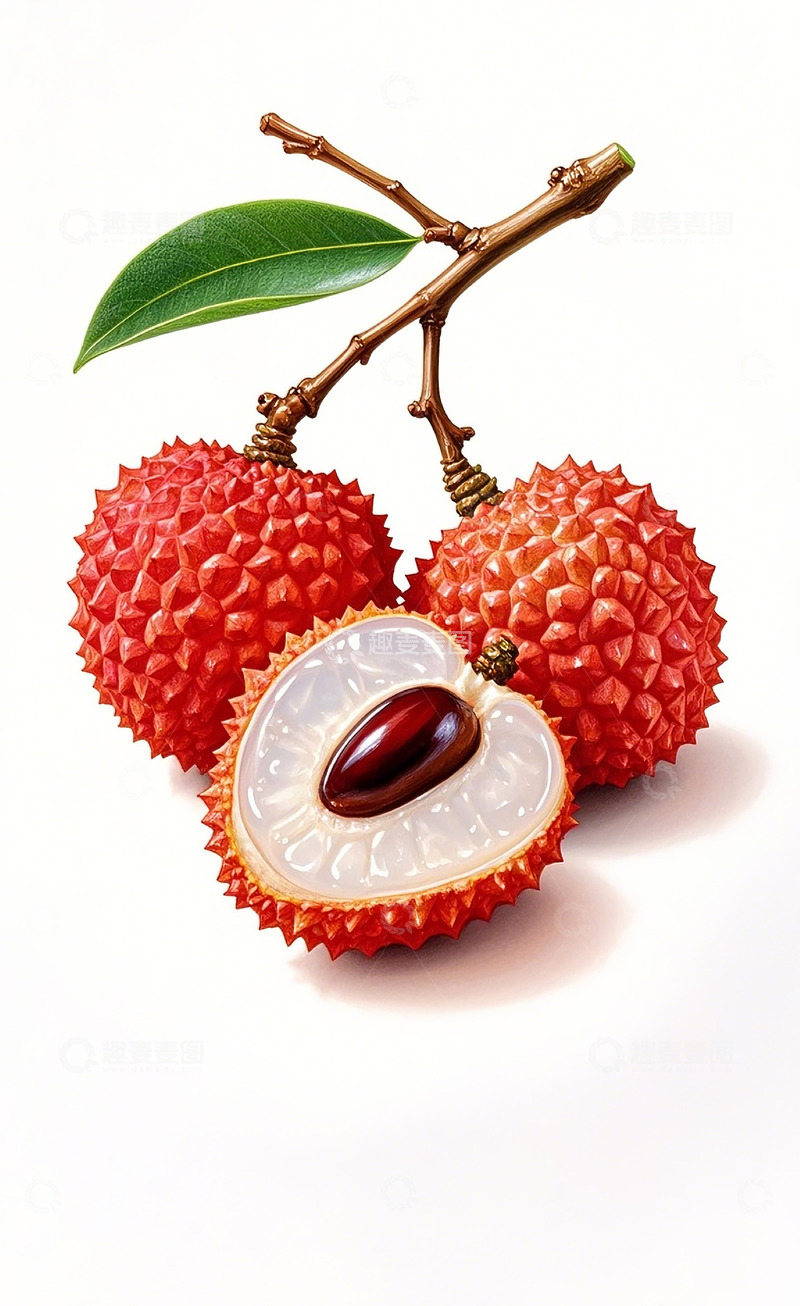 高清大图下载【趣麦麦图】荔枝插画