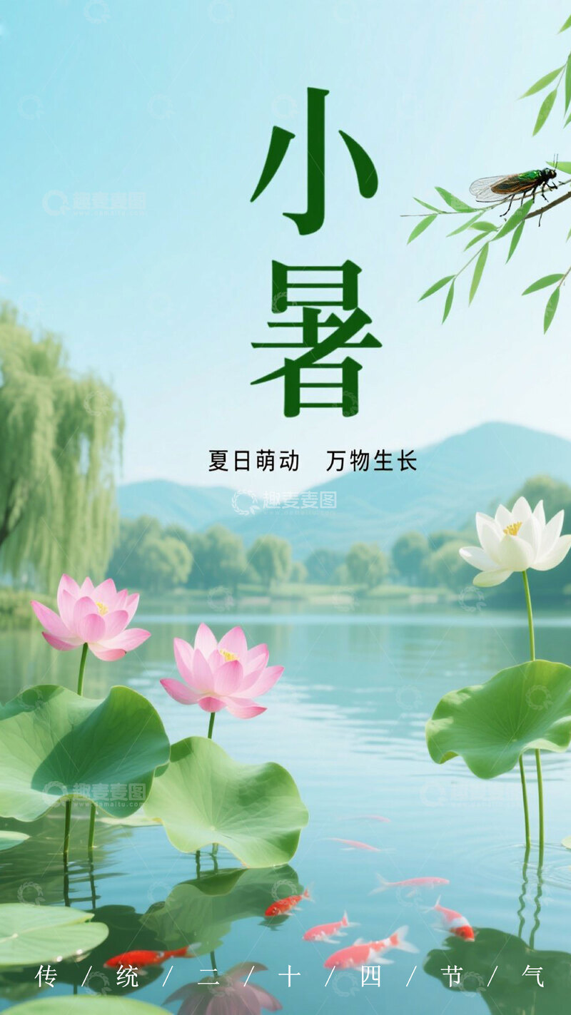 高清大图下载【趣麦麦图】小暑二十四节气