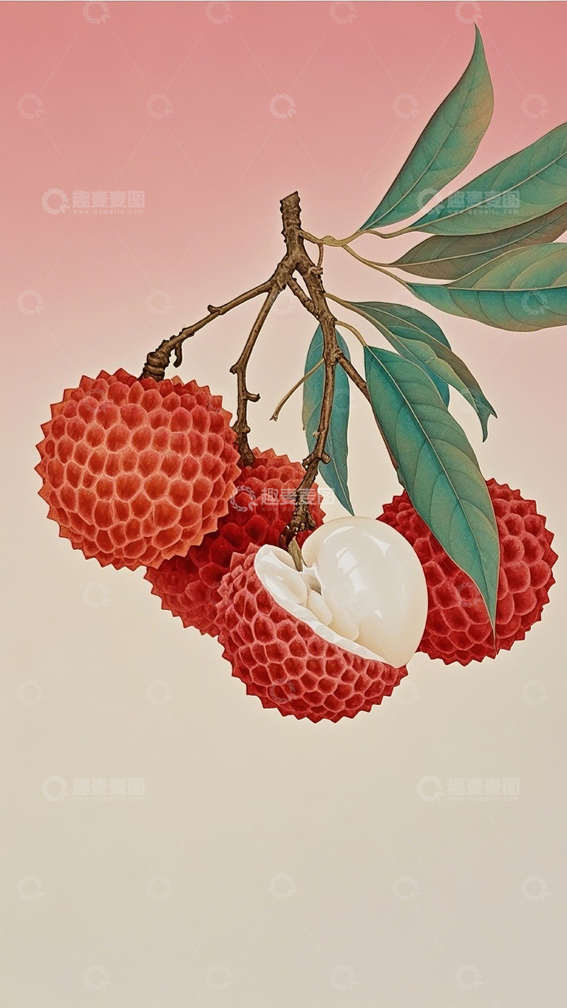 高清大图下载【趣麦麦图】荔枝工笔画4
