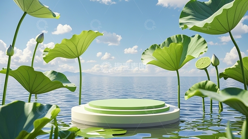 高清大图下载【趣麦麦图】绿色荷叶荷花背景19