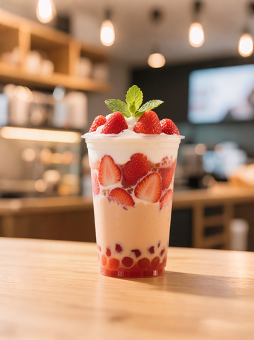 草莓啵啵奶茶奶茶店饮料饮品奶茶
