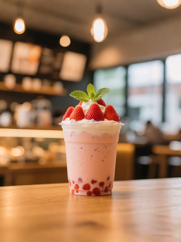 草莓啵啵奶茶奶茶店饮料饮品奶茶1