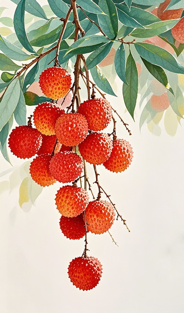荔枝水彩插画