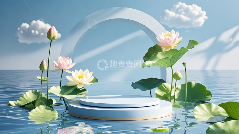 高清大图下载【趣麦麦图】绿色荷叶荷花背景18