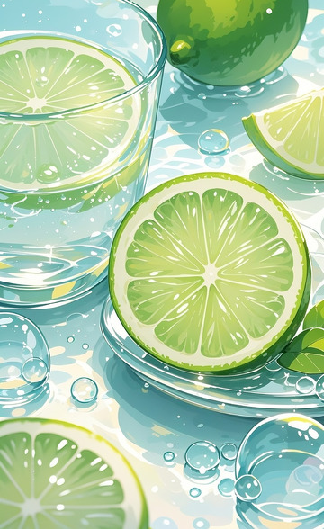 青柠饮品插画