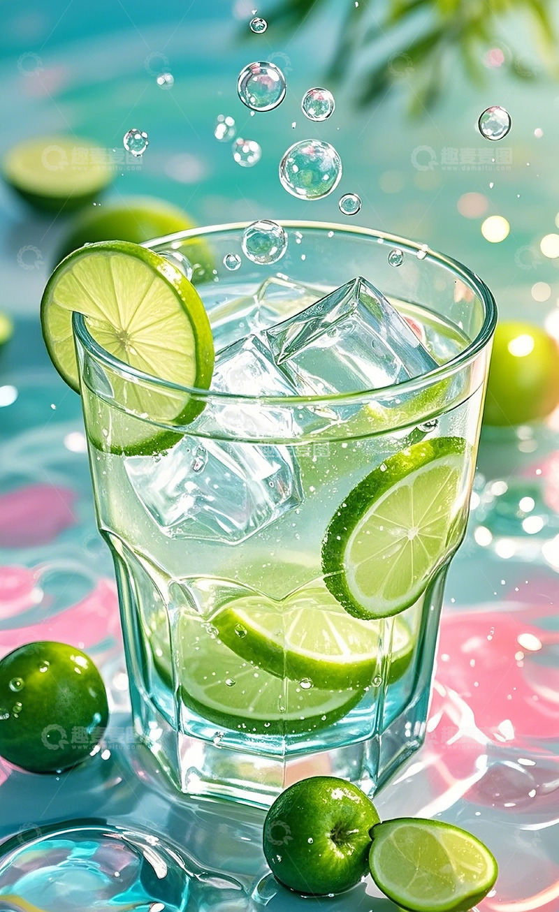 高清大图下载【趣麦麦图】青柠饮品插画1