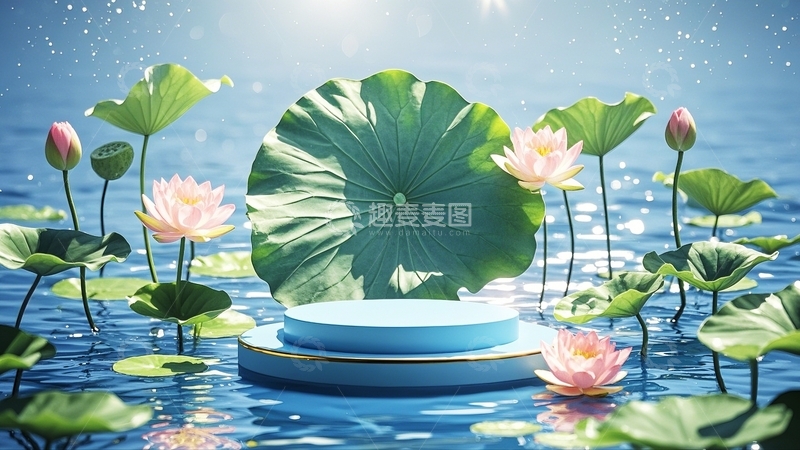 高清大图下载【趣麦麦图】绿色荷叶荷花背景14