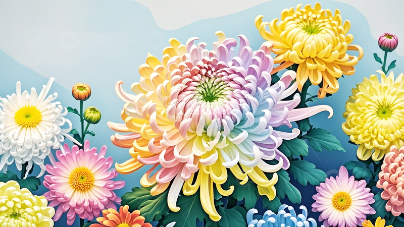 高清大图下载【趣麦麦图】国潮插画菊花11