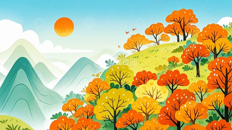 高清大图下载【趣麦麦图】秋天登高重阳节7