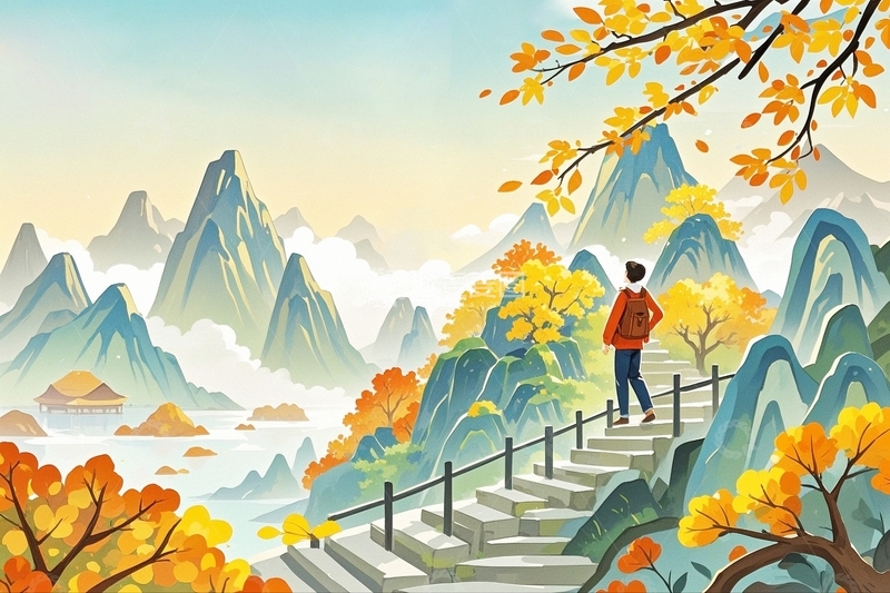 高清大图下载【趣麦麦图】秋天登高重阳节