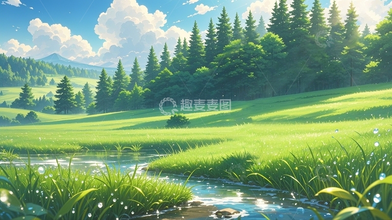 高清大图下载【趣麦麦图】绿色风景背景3