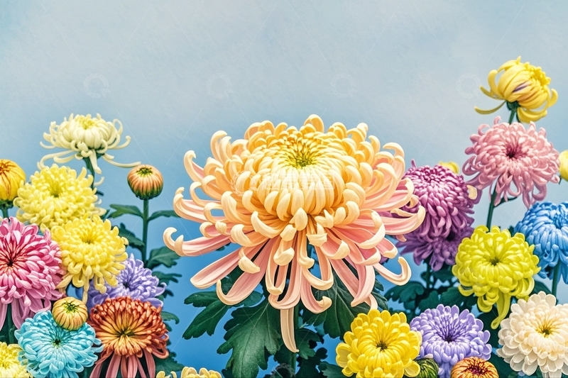 高清大图下载【趣麦麦图】国潮插画菊花13