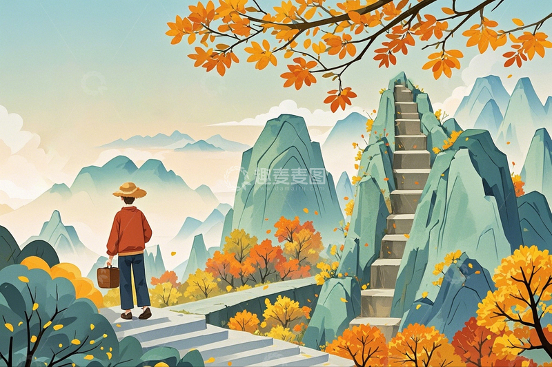 高清大图下载【趣麦麦图】秋天登高重阳节5