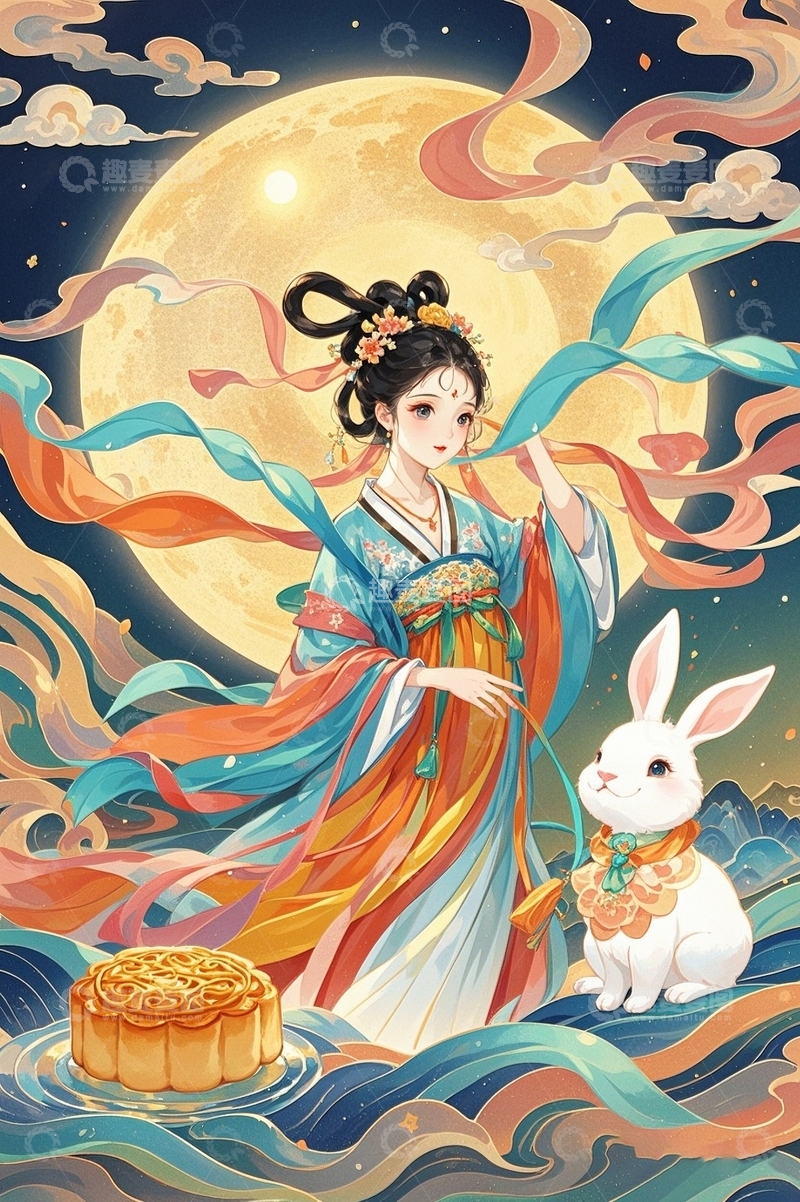 高清大图下载【趣麦麦图】中秋节嫦娥5