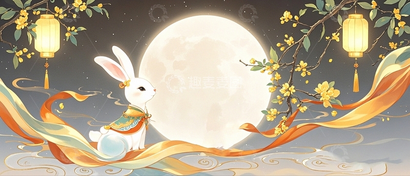 高清大图下载【趣麦麦图】中秋节节日背景1