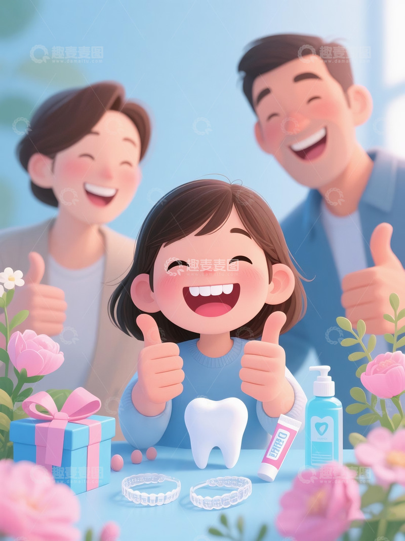 高清大图下载【趣麦麦图】牙科广告人物设计小孩孩子欢乐大笑2