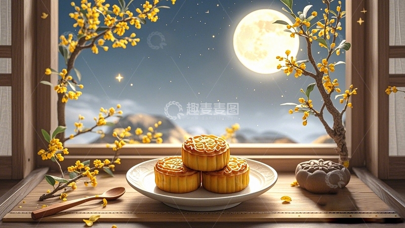 高清大图下载【趣麦麦图】中秋节节日背景7