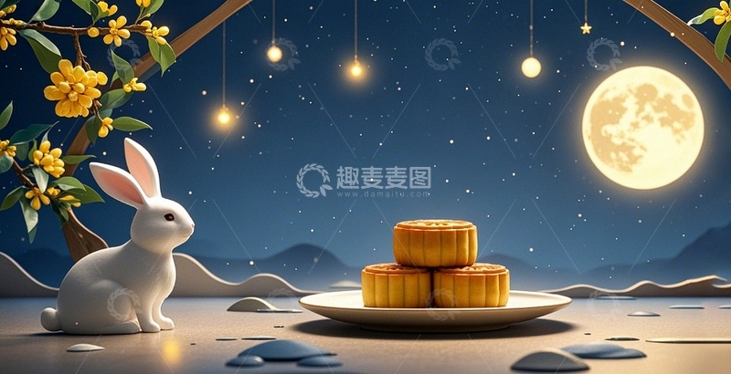 高清大图下载【趣麦麦图】中秋节节日背景15