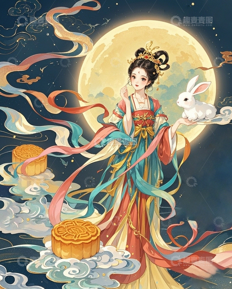 高清大图下载【趣麦麦图】中秋节嫦娥4