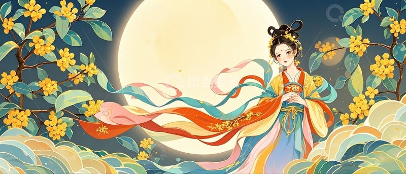 高清大图下载【趣麦麦图】中秋节嫦娥素材