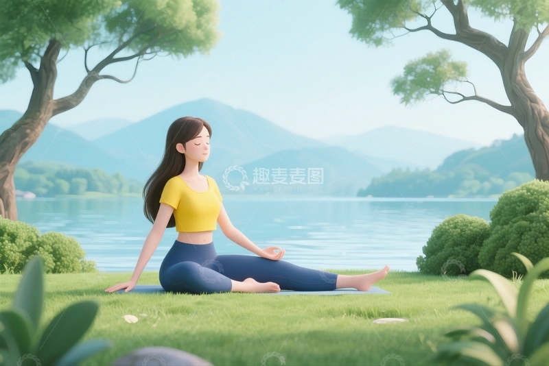 高清大图下载【趣麦麦图】健身瑜伽锻炼人物插画3