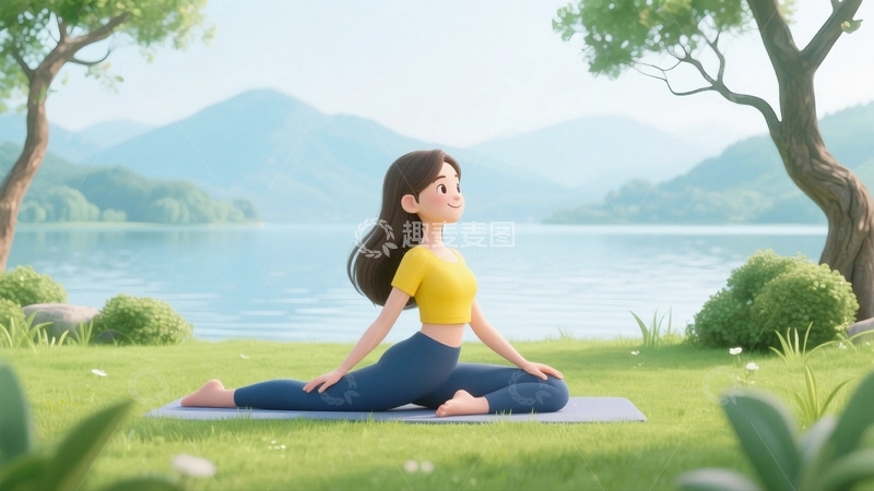 高清大图下载【趣麦麦图】健身瑜伽锻炼人物插画6