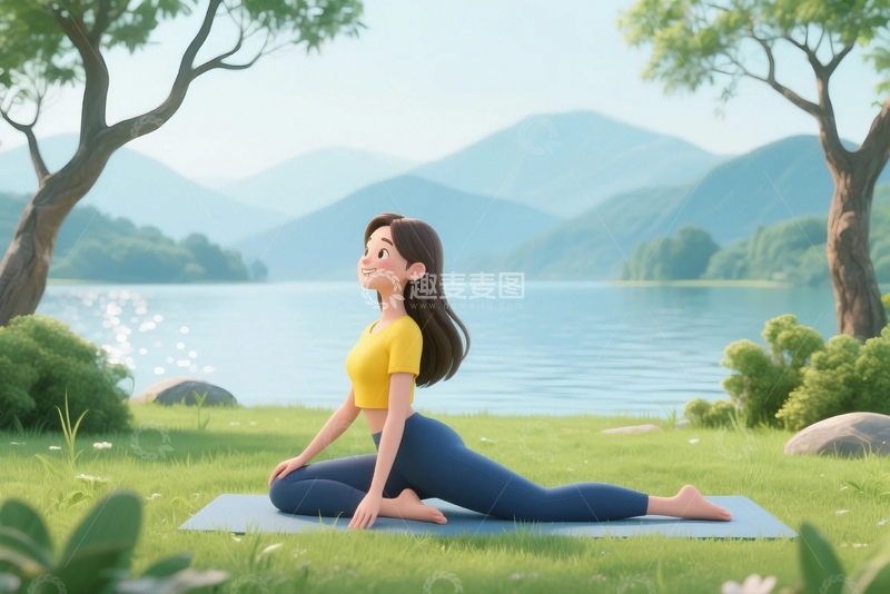 高清大图下载【趣麦麦图】健身瑜伽锻炼人物插画4