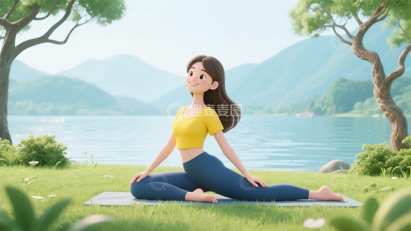 高清大图下载【趣麦麦图】健身瑜伽锻炼人物插画2