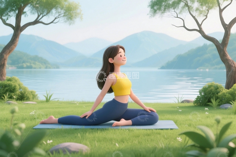 高清大图下载【趣麦麦图】健身瑜伽锻炼人物插画5