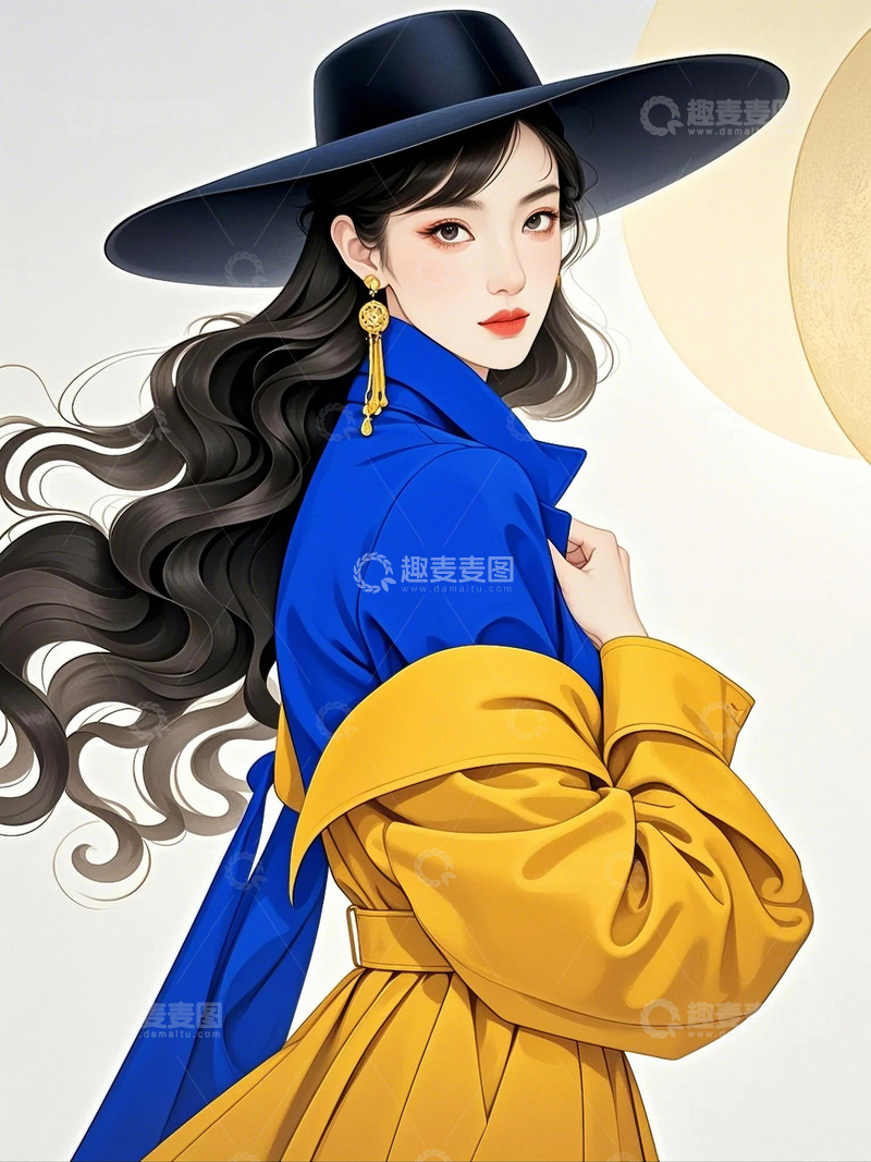 高清大图下载【趣麦麦图】国潮插画艺术插画人物17