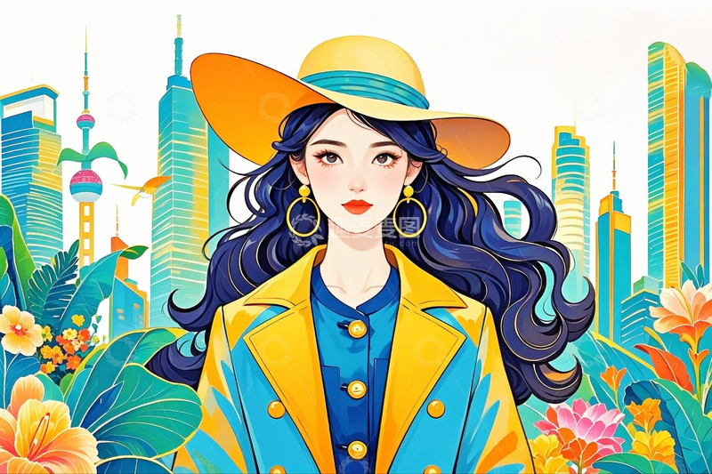 高清大图下载【趣麦麦图】国潮插画艺术插画人物6