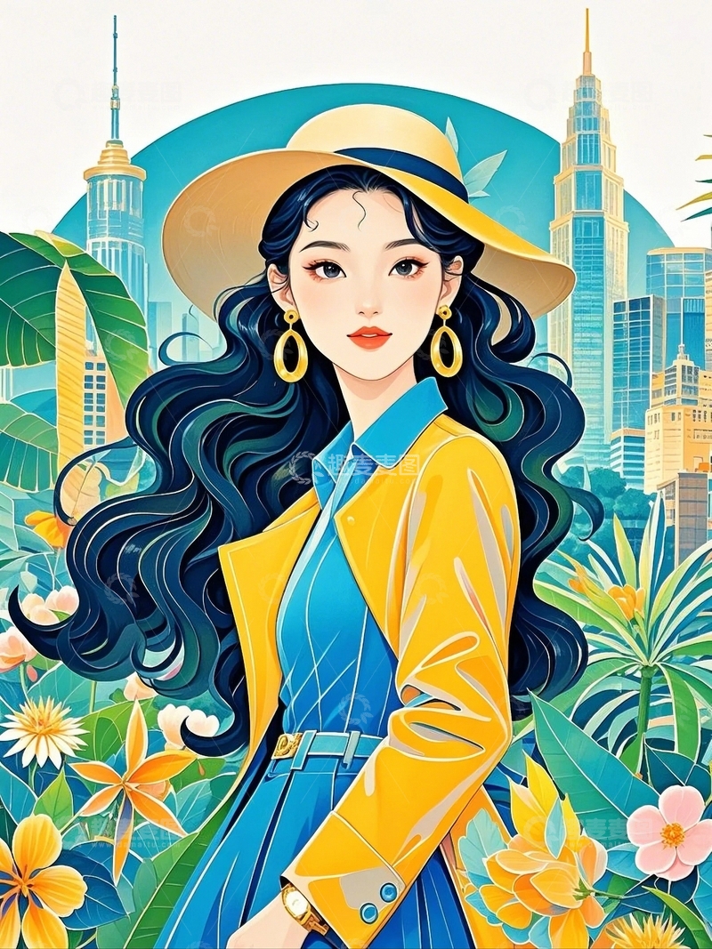 高清大图下载【趣麦麦图】国潮插画艺术插画人物14