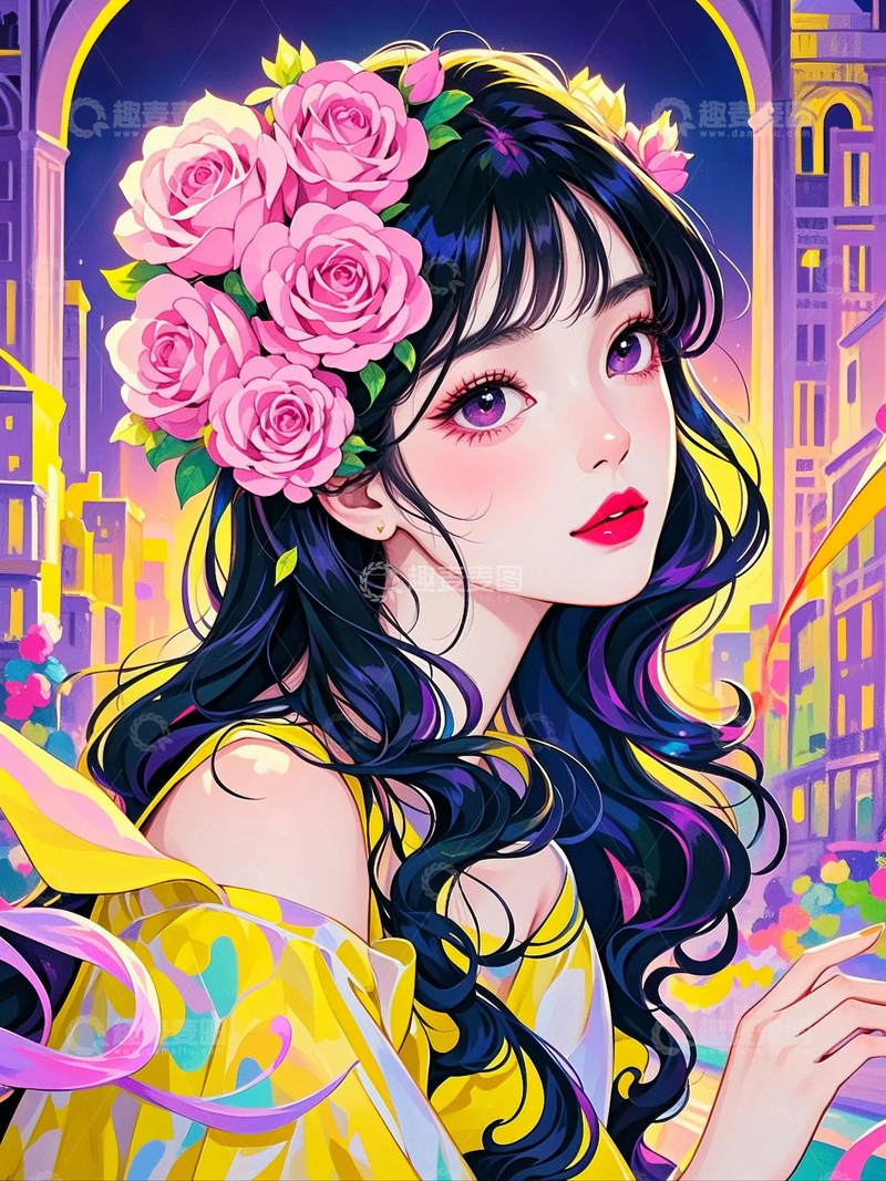 高清大图下载【趣麦麦图】国潮插画艺术插画人物1