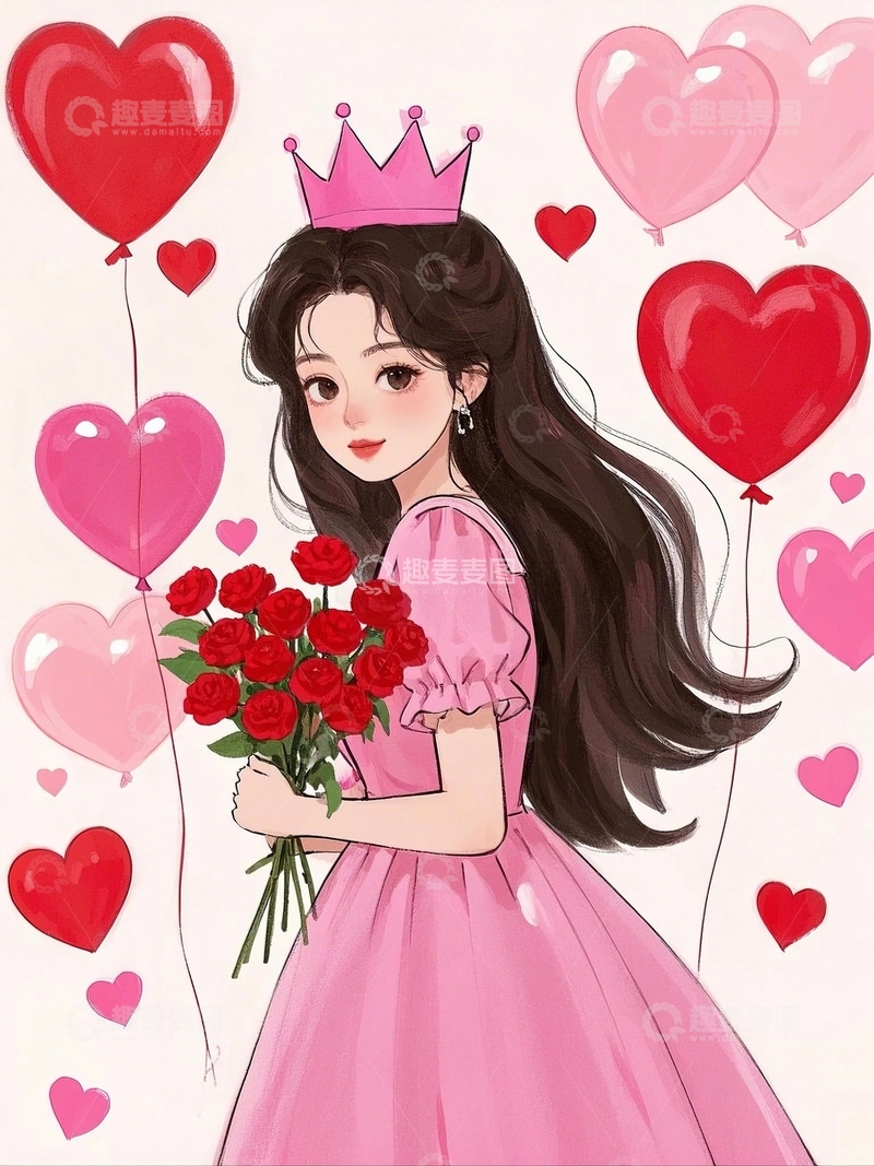 高清大图下载【趣麦麦图】手捧鲜花的漂亮女孩19