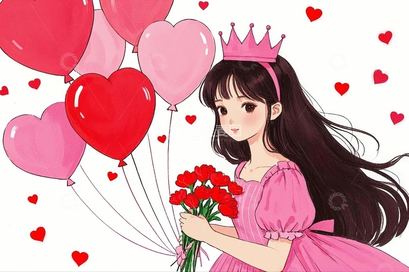 高清大图下载【趣麦麦图】手捧鲜花的漂亮女孩21