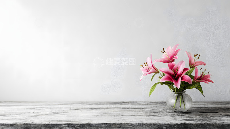 高清大图下载【趣麦麦图】百合花简约花束摆拍10