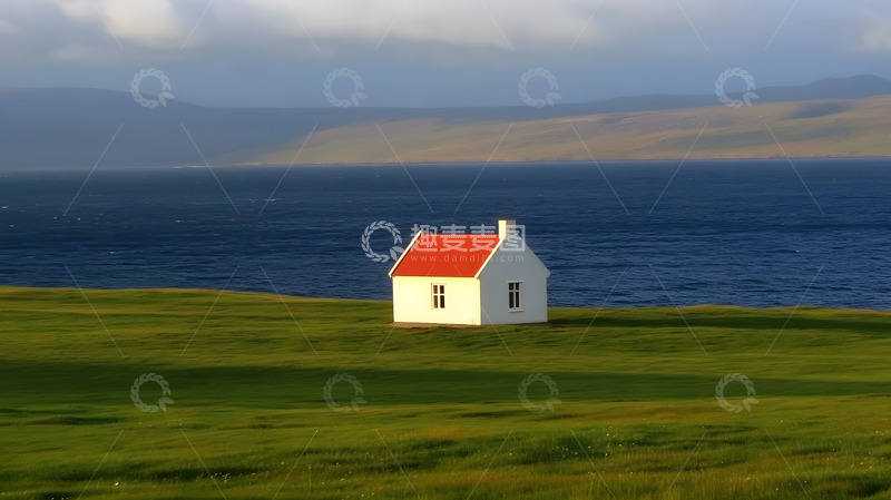 高清大图下载【趣麦麦图】海边的红色屋顶小屋2