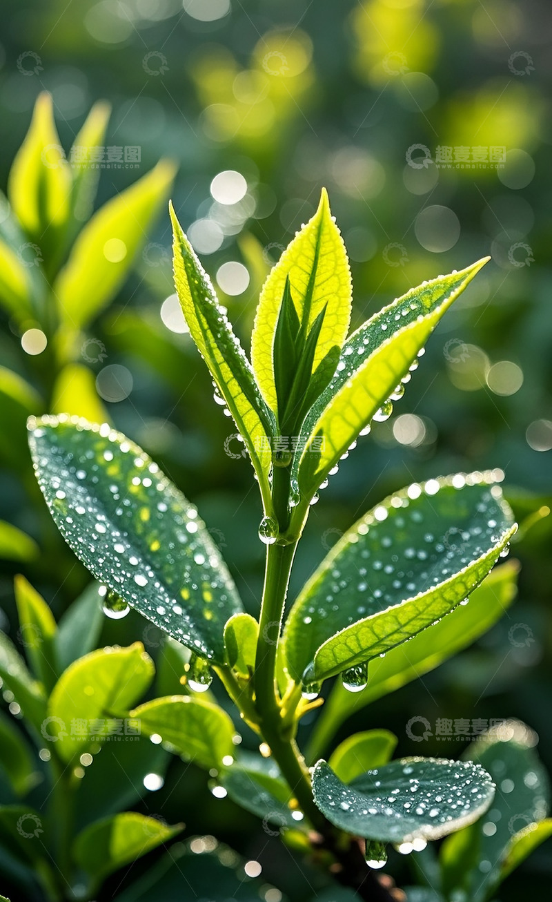 高清大图下载【趣麦麦图】带着露水的嫩芽2