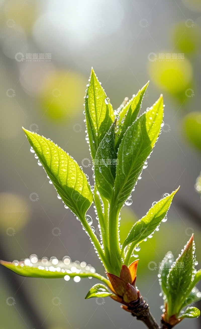 高清大图下载【趣麦麦图】带着露水的嫩芽