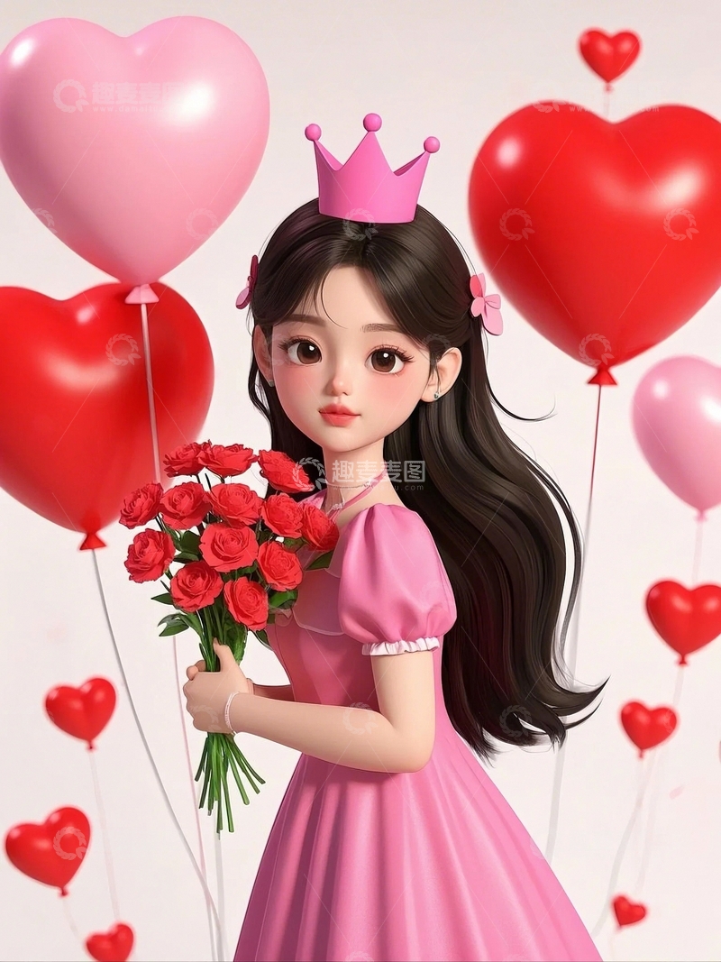 高清大图下载【趣麦麦图】手捧鲜花的漂亮女孩16