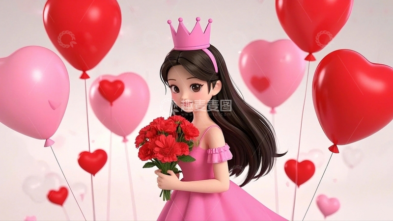 高清大图下载【趣麦麦图】手捧鲜花的漂亮女孩11