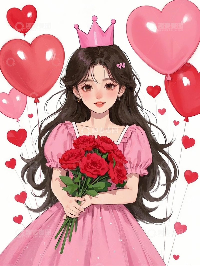 高清大图下载【趣麦麦图】手捧鲜花的漂亮女孩20