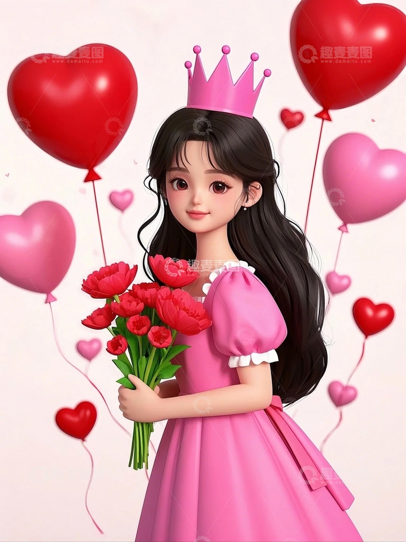 高清大图下载【趣麦麦图】手捧鲜花的漂亮女孩15