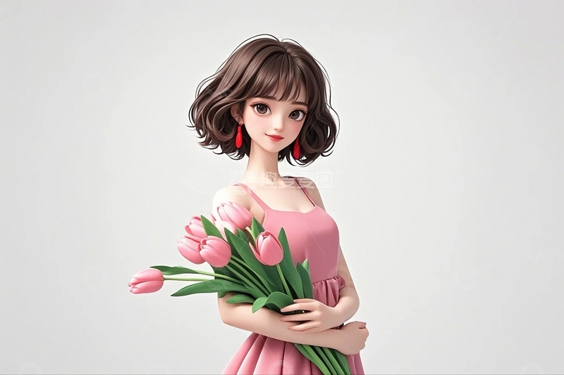 高清大图下载【趣麦麦图】手捧鲜花的漂亮女孩12