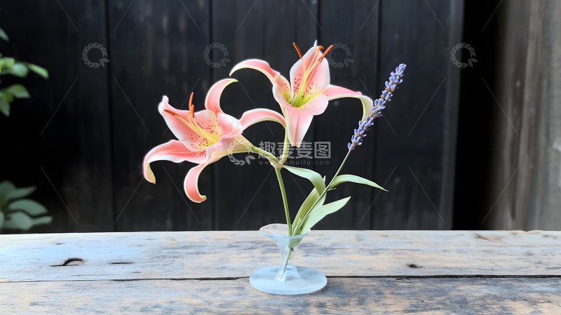 高清大图下载【趣麦麦图】百合花简约花束摆拍3