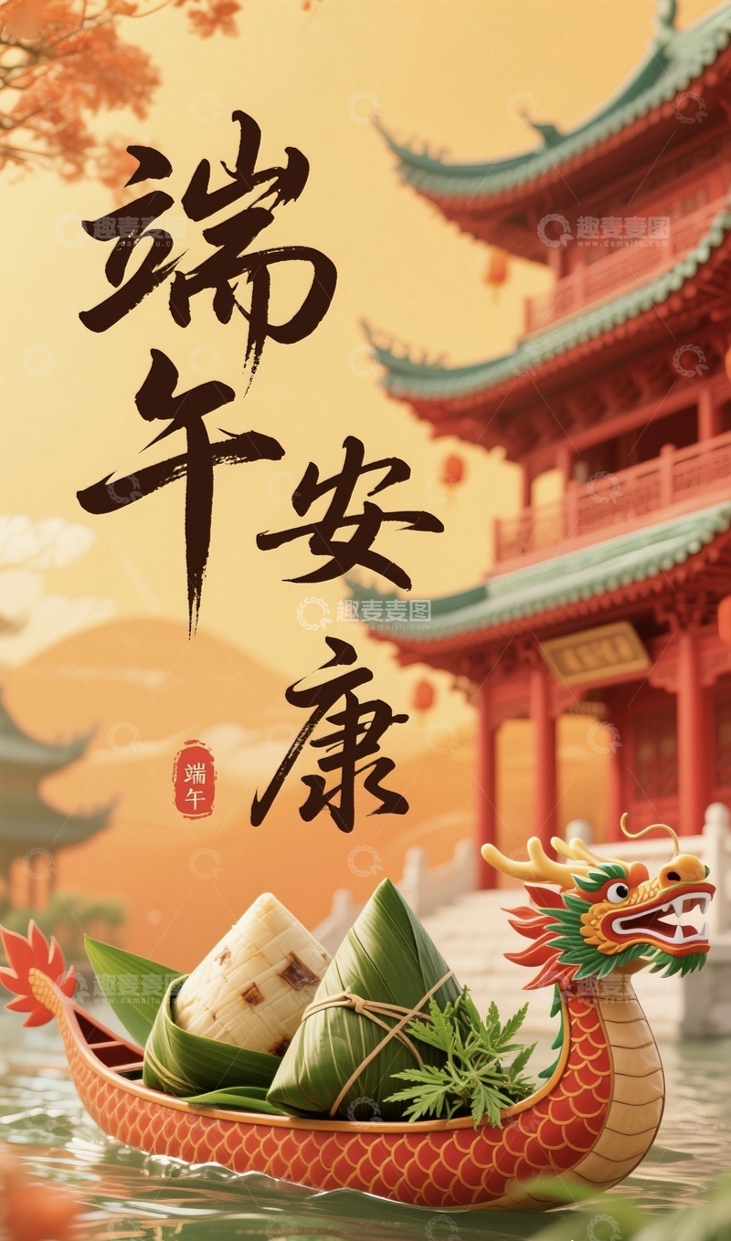 高清大图下载【趣麦麦图】端午安康海报3