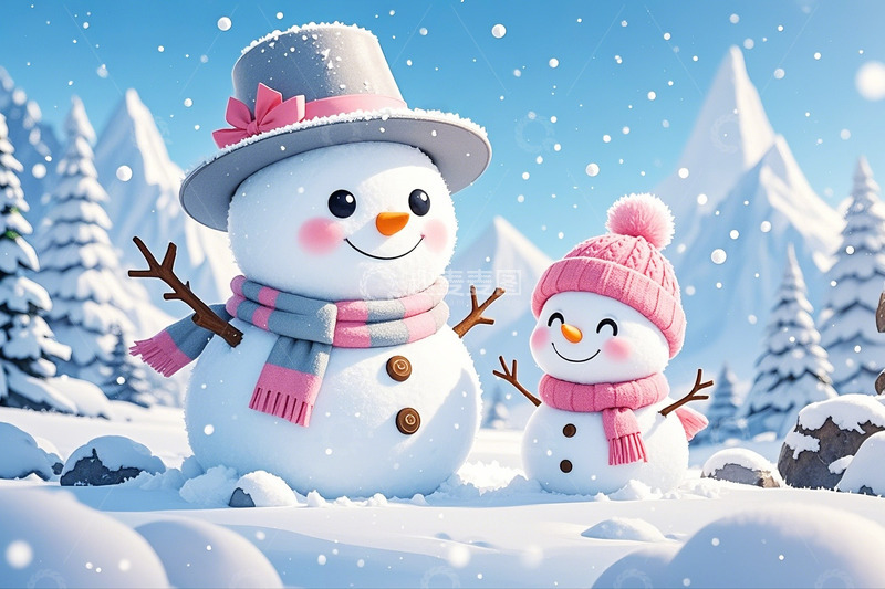 高清大图下载【趣麦麦图】冬季冬天可爱雪人14